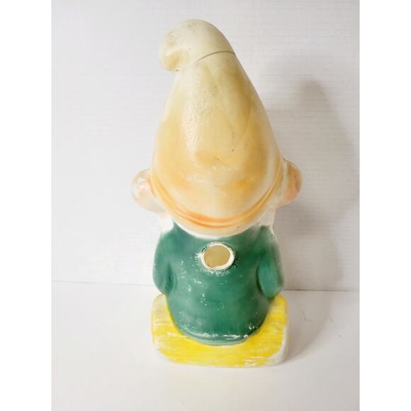 Vintage‎ Christmas Elf Gnome on a Log Light Up Plastic Blow Mold - Picture 3 of 8